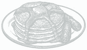 some tasty flapjacks, with some juicy sausages!